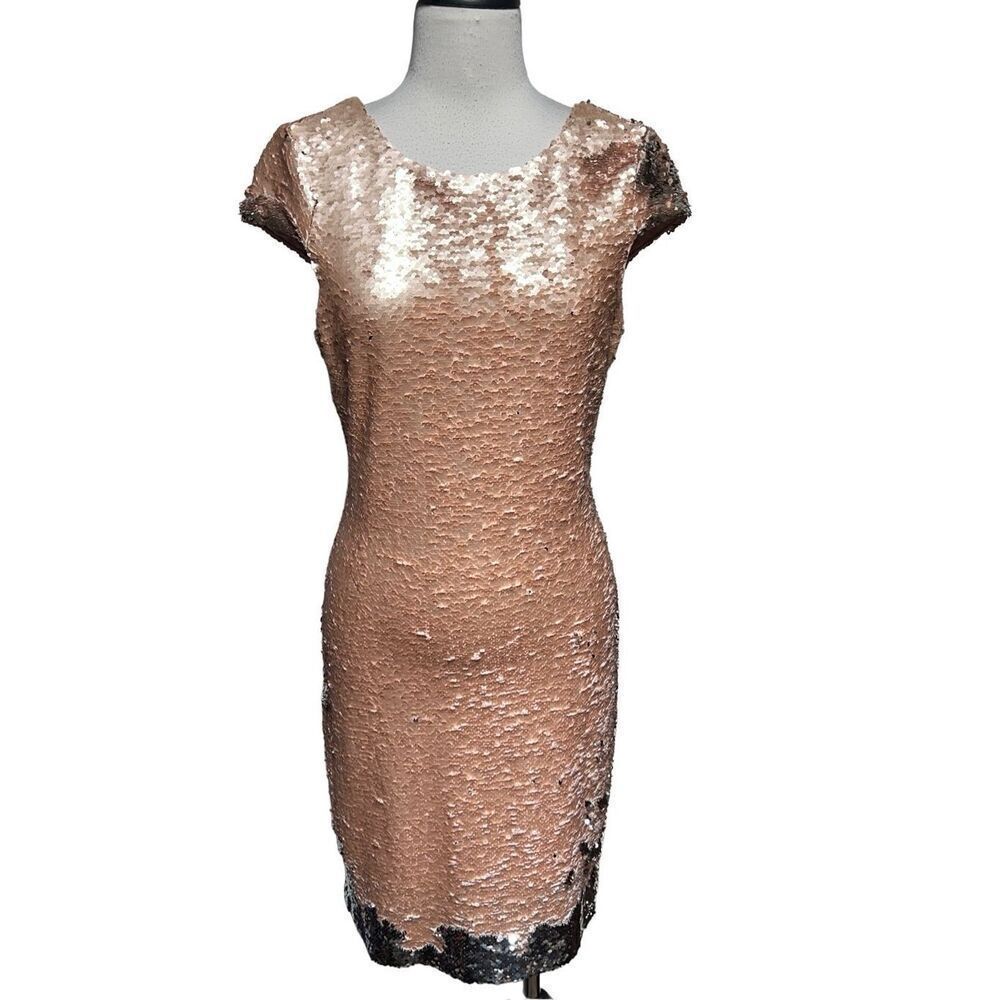 Gianni Bini Pink Silver Sequin Party Dress Glam Dress Holiday Dress M